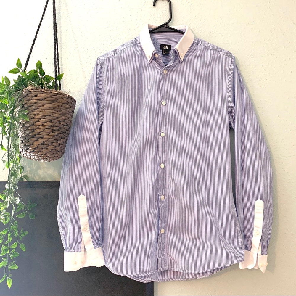 White collared white and blue dress shirt - H&M